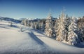 Fantastic winter landscape in the mountains of Ukraine. In antic