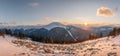 Fantastic winter landscape panorama in snowy mountains Royalty Free Stock Photo