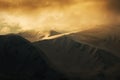 Fantastic winter landscape with snowy hills