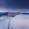 Fantastic winter landscape. Ukraine, Europe. Royalty Free Stock Photo