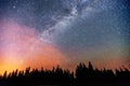 Fantastic winter meteor rain and mountains in the mist Royalty Free Stock Photo