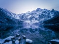 Fantastic winter mountain landscape, lake Morskie oko, Tatra mountains Royalty Free Stock Photo