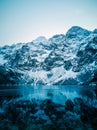 Fantastic winter mountain landscape, Morskie oko lake, Tatra mountains Royalty Free Stock Photo