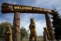 Fantastic wood carvings or bears welcome visitors to Chetwynd, BC