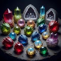 Of fantastical, AI-generated objects features colorful, gem-like orbs Royalty Free Stock Photo