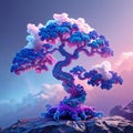 Fantastical Bonsai Tree with Twisted Trunk and Fractal-Like Patterns Royalty Free Stock Photo