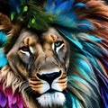 A fantastical combination of a lion and a peacock, with a mane of vibrant feathers in a mesmerizing display5, Generative AI