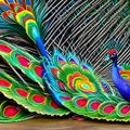 A fantastical combination of a snake and a peacock, with a long, colorful tail and mesmerizing patterns5, Generative AI