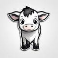 Fantastical Cow Sticker With Bold Outlines And Imaginative Design