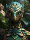Fantastical creature with ornate feathered mask Royalty Free Stock Photo