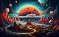 Fantastical Planet with Swirling Clouds Enchanting Imagery. Generative AI