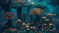 Fantastical realm of the mushroom landscape, an array of fantastical mushrooms emerged, each with its own unique charm