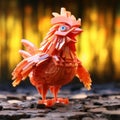 Fantastical Rooster Sculpture: A Fusion Of Rebus, Lego, And Polyresin