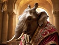 Majestic Elephant in Royal Regalia with Ornate Robes Royalty Free Stock Photo