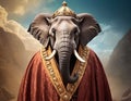 Majestic Elephant in Royal Regalia with Ornate Robes Royalty Free Stock Photo