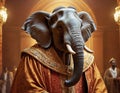 Majestic Elephant in Royal Regalia with Ornate Robes Royalty Free Stock Photo