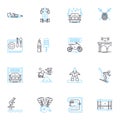Fantastical voyages linear icons set. Adventure, Magic, Enchantment, Quest, Mythical, Exotic, Fantasy line vector and