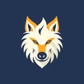 Fantastical Wolf Symbol Logo Design In Light Navy And Yellow Royalty Free Stock Photo
