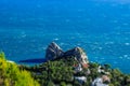 Mount Cat, Simeiz, Crimea, which looks tiny in the tilt shift lens Royalty Free Stock Photo