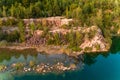 Fantastically beautiful landscape of basalt columns and azure lake in Ukraine Royalty Free Stock Photo