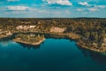 Fantastically beautiful landscape of basalt columns and azure lake in Ukraine Royalty Free Stock Photo