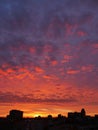 Fantastically colorful morning sky with clouds before sunrise