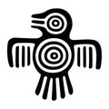 Fantastic bird symbol of ancient Mexico, Aztec flat stamp motif