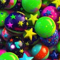 Fantasy abstract bubble stars vivid colors background galaxy pink red blue yellow colors