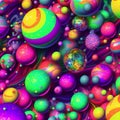 Fantasy abstract bubble stars vivid colors background galaxy pink red blue yellow colors