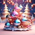fantasy abstract Christmas winter festive composition - colorful Xmas background, realistic and decorative delight Royalty Free Stock Photo