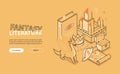 Fantasy adventure - line design style isometric web banner