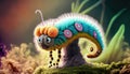 Fantasy alien caterpillar creature. 3D CG illustration Royalty Free Stock Photo