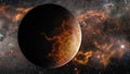 Fantasy alien extremely hot exoplanet with lava cracks