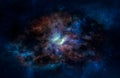 Fantasy alien galaxy with glowing clouds