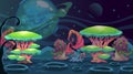 Fantasy alien landscape. Another world concept background.