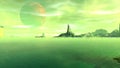 Fantasy alien planet. Rocks and lake. 3d Animation. 4ÃÅ¡