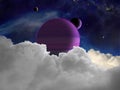 Fantasy alien space scene with alien planets