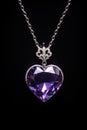 fantasy amethyst heart shaped necklace pendant and silver chain Royalty Free Stock Photo