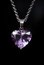 fantasy amethyst heart shaped necklace pendant and silver chain