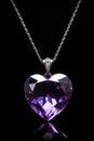 fantasy amethyst heart shaped necklace pendant and silver chain