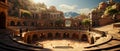 Fantasy amphitheater at sunny time in Greece, Italy.