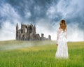 Fantasy Ancient Castle, Girl, Ruins Royalty Free Stock Photo