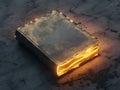 Fantasy ancient leather book with glowing ember pages Royalty Free Stock Photo