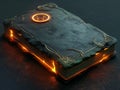 Fantasy ancient leather book with glowing orange hues Royalty Free Stock Photo