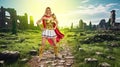 Fantasy Ancient Ruins, Roman Soldier, Woman Royalty Free Stock Photo