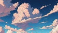 Fantasy anime style clouds on blue sky. Abstract background.