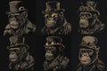 Fantasy Ape. Stylish Steampunk Gorilla with Hat and Goggles