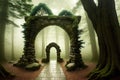 Fantasy archway in an enchanted fairy forest landscape Background. Fantasy Background. Ai Generative Royalty Free Stock Photo