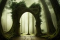 Fantasy archway in an enchanted fairy forest landscape Background. Fantasy Background. Ai Generative Royalty Free Stock Photo