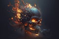 Fantasy Art Flaming Skull Engulfed in Hellfire. AI